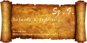 Szlezák Irén névjegykártya